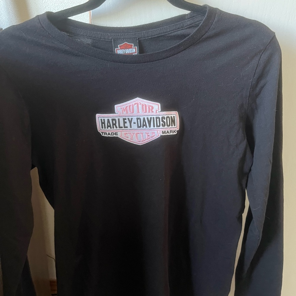 Women’s Harley-Davidson Black Shirt with White and Pink  Logo